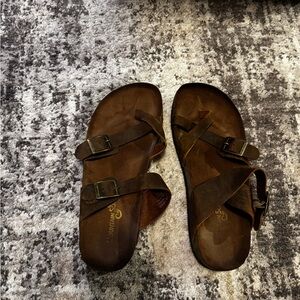 Brown Leather Sandals with Adjustable Straps